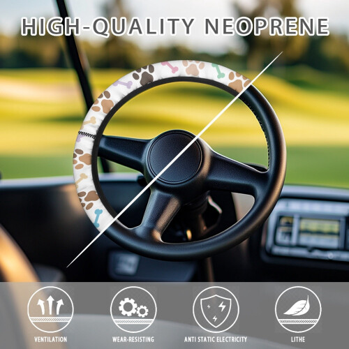 Golf Cart Steering Wheel Cover Paw Pattern Universal 2