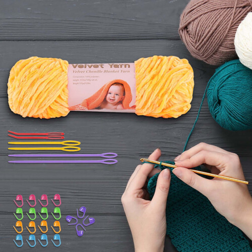 Chenille Yarn Soft Warm Velvety 2 Pcs 2