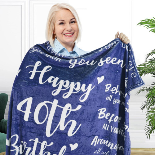 40th Birthday Blanket for Men Navy 60x80 inch 2