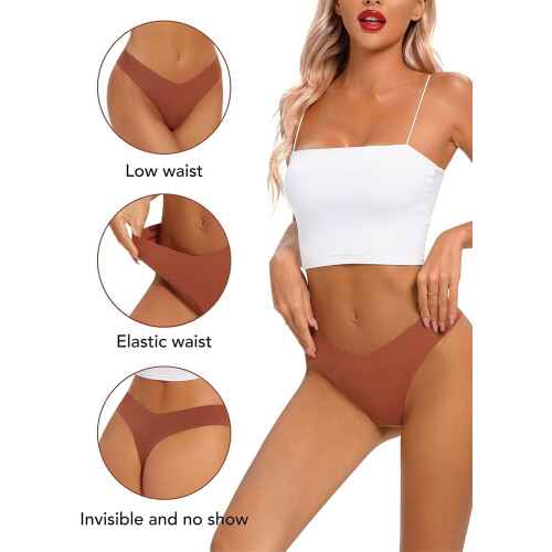 Sömlösa stringtrosor med V-midja för kvinnor, 6-pack 1