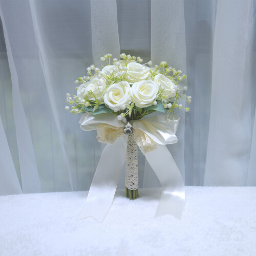 Artificial Rose Wedding Bouquet Round Throw Toss Bunch 1