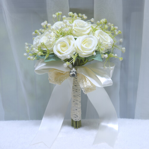 Artificial Rose Wedding Bouquet Round Throw Toss Bunch 2