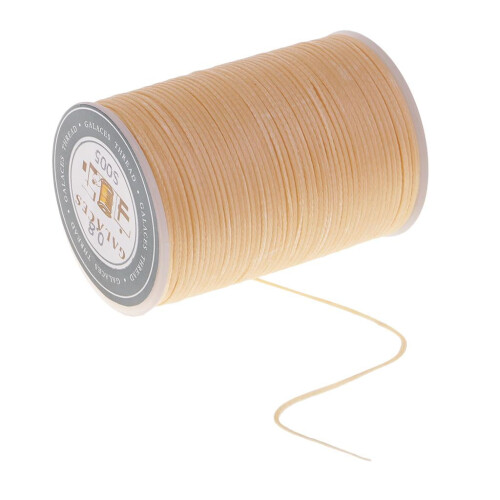 Beige waxed polyester thread flat 0.8mm 90m 2