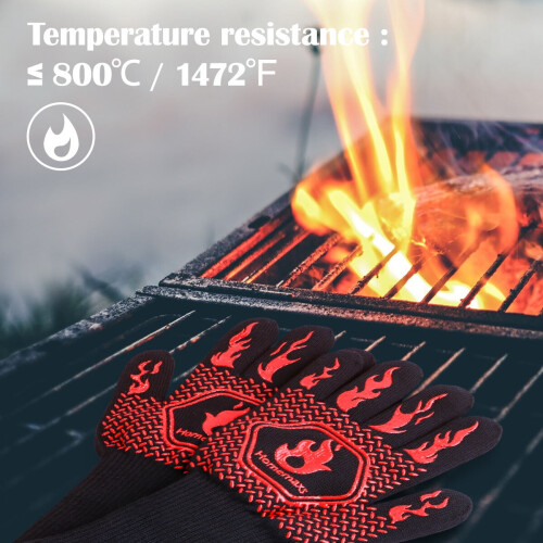 Grill Gloves Black Oven Mitt Set with Storage Hook 2
