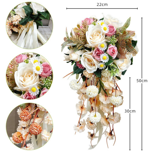 Artificial Rose Wedding Bouquet Round Toss Bunch 1