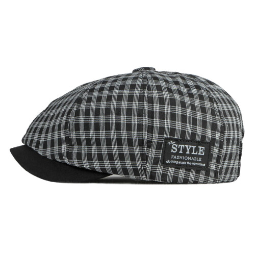 Men's Retro Plaid Octagonal Peaked Cap 1pc 1