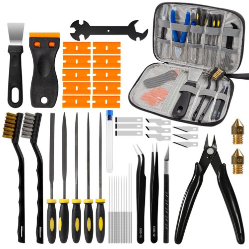 3D Printer Tool Kit & Accessories for All FDM/SLA Printers, Includes Nozzle Cleaning Kit, Deburring Tool, Files, Brushes