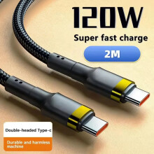 120-W-USB-C-auf-USB-C-PD-Schnellladekabel, Highspeed-Datensynchronisations-Ladekabel, 120 W, vergoldet, 2 m