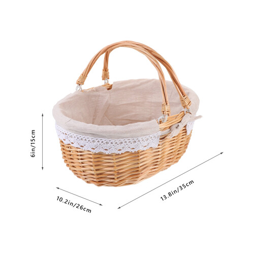 Unbranded wicker picnic basket with liner and handle 1