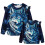 Mädchen-Sweatshirt, hellblau, mit Galaxy-Wolf-Design, langärmelig 5