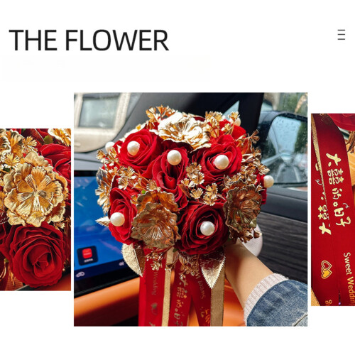 Artificial Rose Wedding Bouquet Round Throw Toss Bunch 1