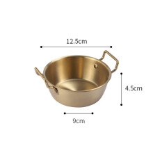 (12.5cm) 1pc 304 Stainless Steel Golden Instant Noodle Bowl Korean Rice Wine Bowl With Handle Salad Snack and French Fry Bowl