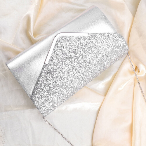 Women's Evening Clutch Bag Silver 1pc 1