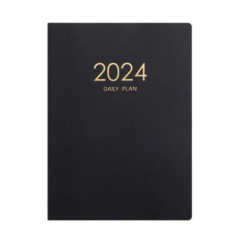 2024Black Τετράδιο Σχεδίου Ημερολογίου με Πυκνό Ημερήσιο Τετράδιο Σχεδίου