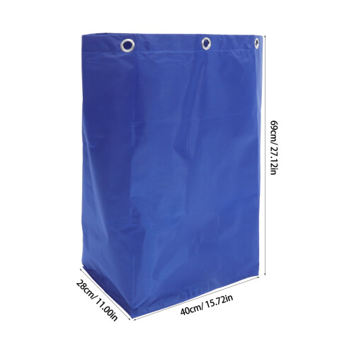 Cleaning cart bag blue reusable fabric with hooks 1