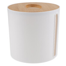 Toilet Paper Canister Round White Bamboo Plastic Set of 1