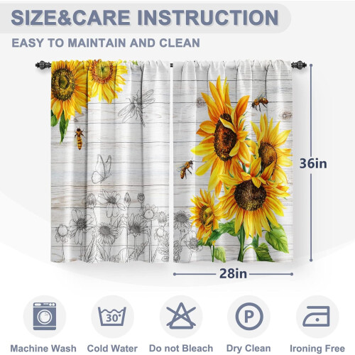 Sunflower Floral Kitchen Curtains with Bee Dragonfly 2