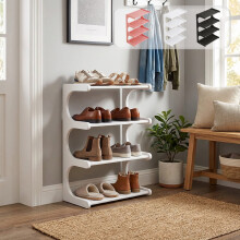Shoe Rack Organizer White 4-Tier 20x17x8in