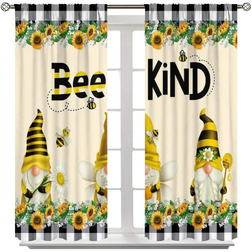 Sunflower Kids Curtains Cartoon Gnome Bee Pattern 42x63 in 2
