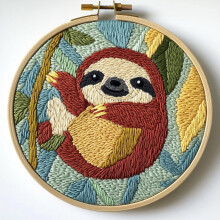 DIY Punch Needle Kit: Cute Sloth Design, Easy for Beginners, Includes Printed Pattern & Hoop (20x20cm), Home Decor