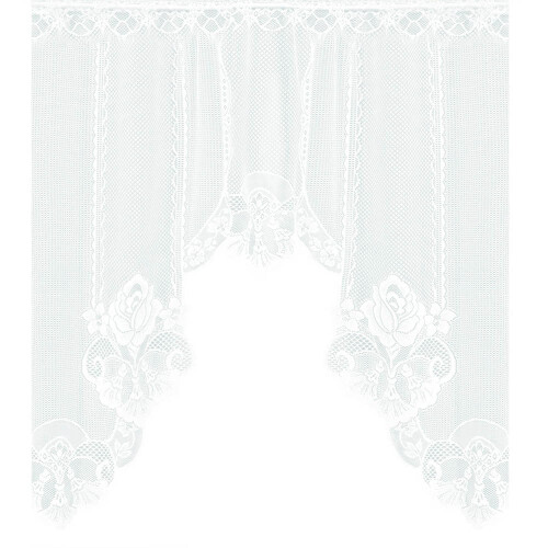 White Sheer Lace Curtain Panel Vintage Floral Embroidery 1