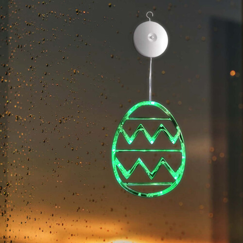 Easter Window LED Egg String Lights with Suction Cups, Battery-Powered, Warm White, Timer, Waterproof, Indoor/Outdoor Decor – Compatible with Easter