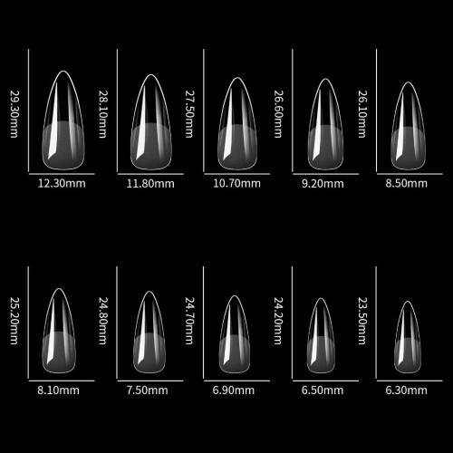 Fake Nail Tips Clear Acrylic Press-On 10 Sizes 1