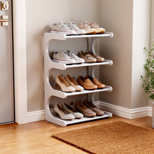 Shoe Rack Organizer White 4-Tier 20x17x8in 2