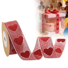 Valentine's Day wired edge ribbon red heart pattern 0.6