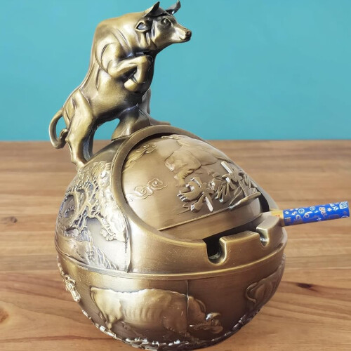 Bronze Tiger Ashtray with Lid 1 Piece 2