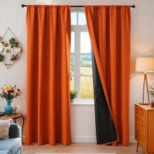 Orange Thermal Blackout Curtains with Grommets 2 pcs 87x54