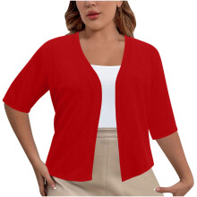 Women's Oversized Solid Cardigan Short Sleeve Open-Front