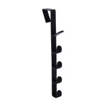 Over-the-Door Organizer Hooks – 5-Layer Vertical Hanger for Hats, Purses, Coats, Backpacks, Towels – Black, 11.2"x0.7", 1 Pc