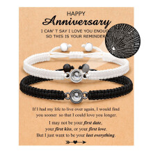 Bracelet Projection Stone Braided Couple Set Black and