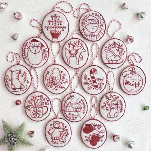 DIY Christmas Ornament Kit Hand Embroidery 3D Needlepoint