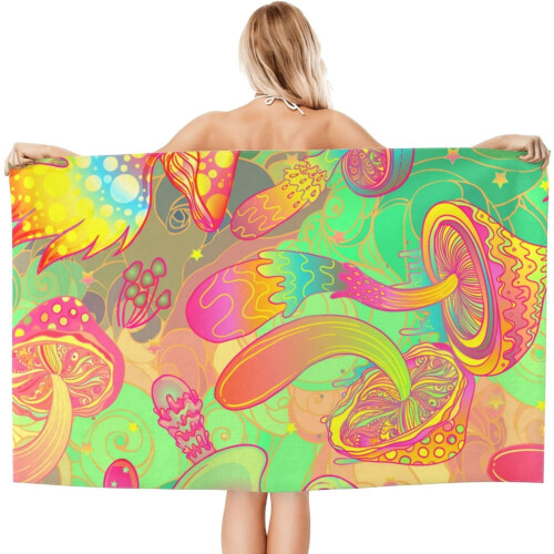 Bohemian Magic Mushroom Beach Towel - Cotton, Large 1