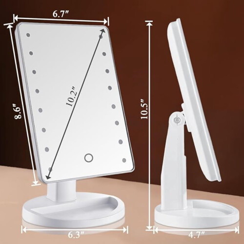 LED Touch Makeup Mirror Dimmable 360 Rotatable USB 1