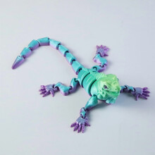 Gecko Figurine Cyan Purple 9.5 cm 3D Printed Articulated