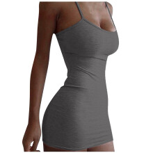 Gray Sleeveless Strapless Mini Dress for Women S