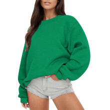 Women's Loose Crewneck Hoodie Green 2XL