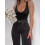 Damesbodysuit met diepe V-hals, open rug, mouwloos en stringmodel. 3