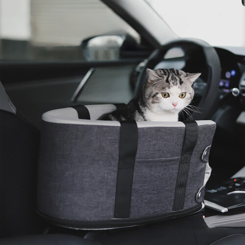 Cuccia per animali da auto con supporto per console centrale e cuscino rimovibile. 1