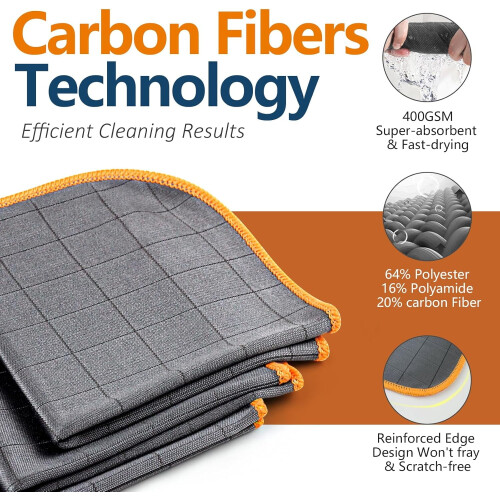 Carbon-Mikrofasertuch, 30 x 30 cm, 400 g/m², 3er-Pack 2