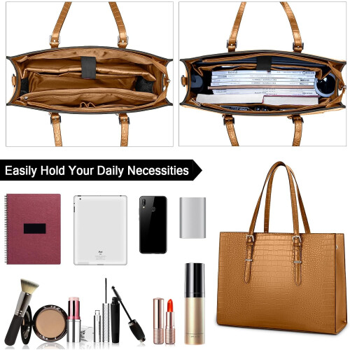 Leren laptoptas voor dames, 15,6 inch, waterdicht, groot formaat 1