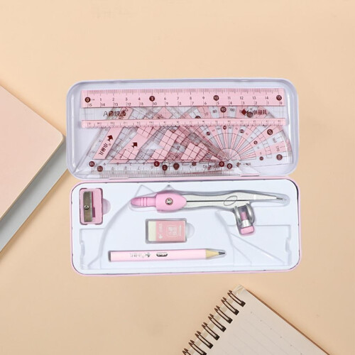 Mathematisches Geometrie-Set, Edelstahl, 8-teilig, Rosa 2