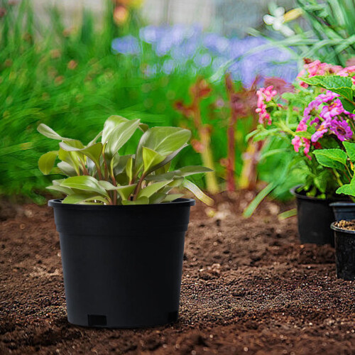 Pots de fleurs souples avec trous de drainage, noirs, taille unique