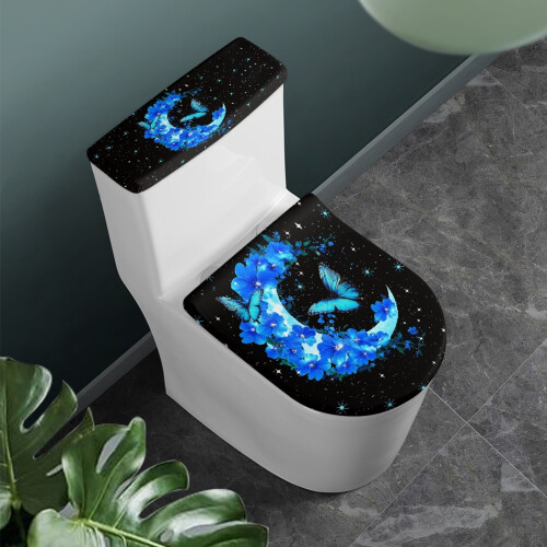 WC-Sitz- und Spülkastendeckel-Set mit Blumen-Schmetterling 1