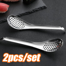 Cucharas ranuradas pequeñas Vnanda2Packs, cuchara de acero inoxidable para esferificación de cocina, colador de caviar y cuchara para bar molecular.
