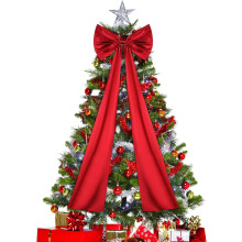 Christmas Tree Bow Topper Extra Large 20x47 inch Wine Red
