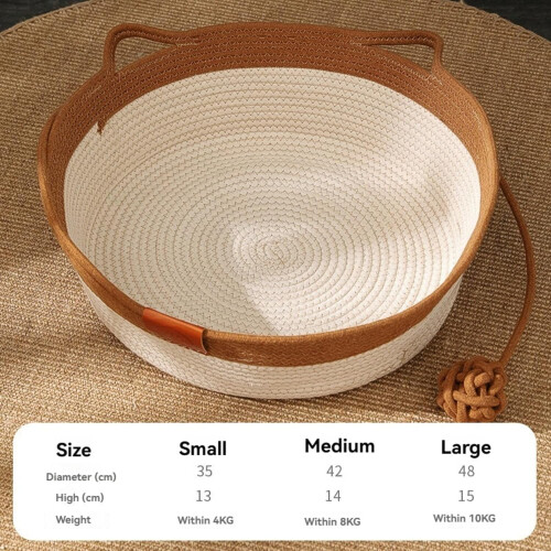 Handwoven Cotton Rope Cat Basket Durable Foldable 1